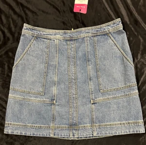 Cabi Speedway Denim Jean Skirt Back Zip Retro Blue Wash Sz 8 NWT - Picture 1 of 4