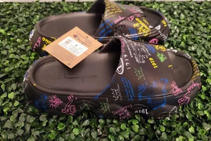 Champion ~ Meloso Squish Doodle Pantoletten/Sandalen ⚫ Jugend Größe 4 **NEU** - Bild 1 von 8