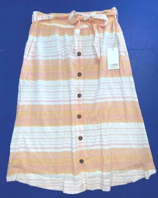 Falda CARVE DESIGNS XL Guayaba Amanecer Rayas $74 Algodón BOLSILLOS NUEVA CON ETIQUETAS Nueva XL  Foto 1 de 3