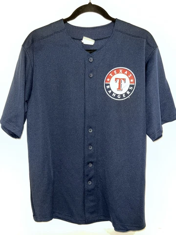 Texas Rangers MLB Jersey Youth 18-20 Short Sleeve Button Blue 34 Nolan Ryan Cover