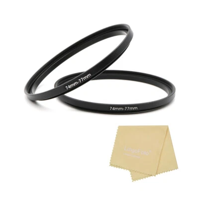 2 Pieces 74-77mm Lens Filter Adapter Ring 74mm to 77mm Step Up Filter Ring - Image 1 of 4