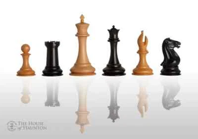 The Leuchars Luxury Chess Pieces - 3.5" King - Genuine Ebony and Natural Boxwood - Image 1 of 4