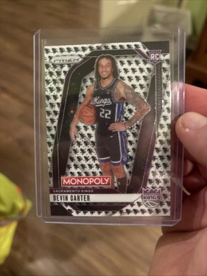 2024-25 Prizm Monopoly Devin Carter Mr Monopoly Running Man SP Rookie #39 Kings - Image 1 of 3