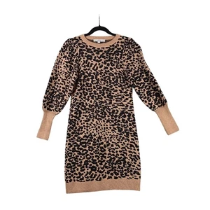 Vestido suéter para mujer LOFT Petite estampado de leopardo manga larga tejido mezcla de lana SP - Imagen 1 de 6