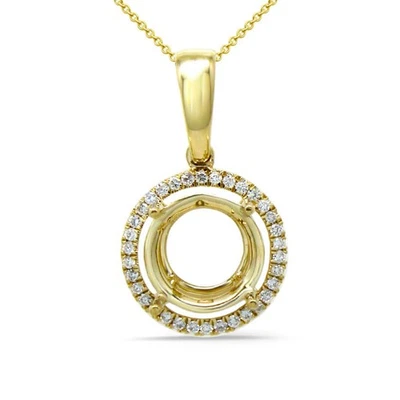 Pendant Semi Mount Round 9mm In 14K Yellow Gold With Diamond Accents (55209) - Image 1 of 2