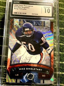 2024 TOPPS RESURGENCE CGC 10 SURGE REFRACTOR /399 MIKE SINGLETARY BEARS LEGEND15 - Picture 1 of 2