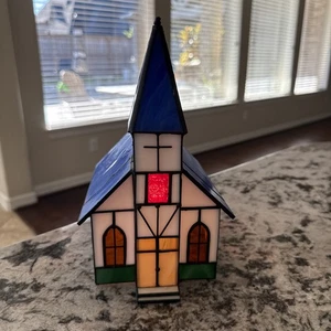 Lampe echt Buntglas beleuchtet Kirche Kapelle Tiffany Stil - Bild 1 von 8