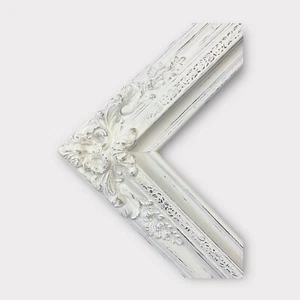 9 x 12 In Stock-Traditional compo XL ornate corners wood frame, distressed White - Picture 1 of 10
