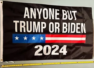 BANDIERA POLITICA GRATIS USA SPEDIZIONE Chiunque tranne Trump o Biden America Nuovo Firma USA 3x5' - Foto 1 di 1