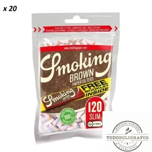 Filtri Smoking Brown Slim 6mm 20 Βustine da 120 filtrini + libri . FREE SHIPP - Imagen 1 de 3