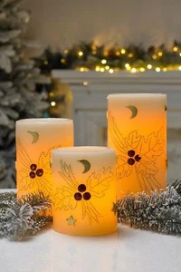 Candle Lights Christmas Decoration 3 x Large LED Flameless Wax LED Church - Picture 1 of 1