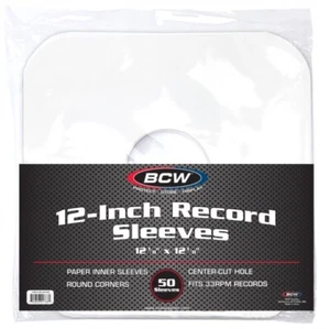 BCW 12" Record Paper Inner Sleeves • White • Round Corners Center Hole Archival - Picture 1 of 1