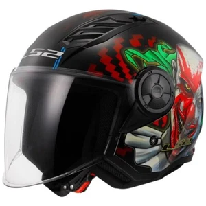 CASCO MOTO JET Ls2 OF616 AIRFLOW 2 HAPPY DREAMS NERO LUCIDO - Foto 1 di 1