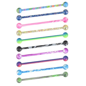 10Pc 14G Surgical Steel Industrial Barbell Cartilage Earring Piercing 1 1/2 Inch - Picture 1 of 8