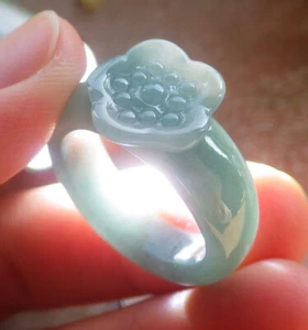 Video Certified Green A Jadeite Jade Rose Flower Ring NO. 8 戒指 114629 VS - Picture 1 of 10