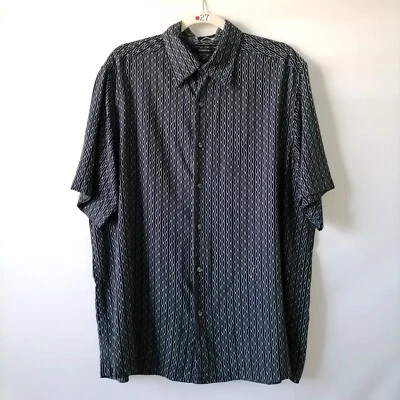 Claiborne Womens Blue Short Sleeve Geometric Print Button Up Shirt Size XL - Image 1 of 4