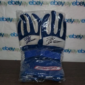 SIMPSON Auto Motor Racing Blue Gloves Size S Signed By Dale Jarrett - Very Rare - Picture 1 of 12