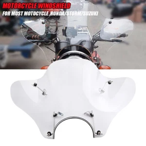 Motorcycle Windshield Windscreen w/ Mounting Kit For Cruiser Honda ABS Universal - Picture 1 of 7