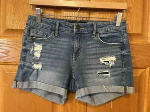 Pantalones cortos de mezclilla BD45 Aeropostale Midi elásticos en dificultades para mujer 2 - Imagen 1 de 3