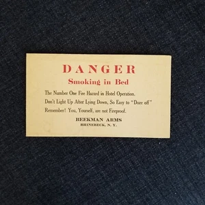 Antike Nichtraucherkarte im Bett, Beekman Arms Hotel - Bild 1 von 2