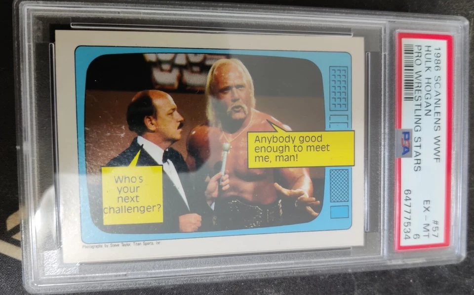 Scanlens 1986 WWF #57 Hulk Hogan RC PSA 6 EX-MT POP 1 ninguno superior Australia Foto 1 de 4