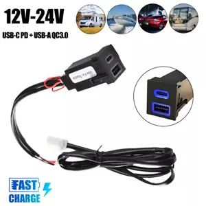 Dual USB-A QC3.0+USB-C PD Socket Fast Charger For Toyota RAV4 18-24 Prius 2023+ - Picture 1 of 10