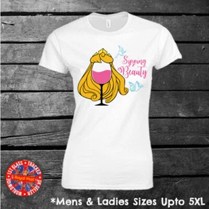 "Bella Durmiente ""Bella Bebiendo"" Divertida Camiseta Damas Hombres Regalo - Imagen 1 de 1