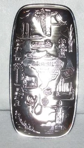 Vintage Tray from Brazil ~ 7" Long~ 3 3/4" wide ~ Map of Brazil & Symbols ~New - Bild 1 von 5