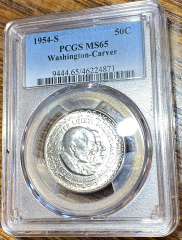 1954-S Washington-Carver Half Dollar PCGS MS65 White Blazer (Fr Orig. Roll) CHRC Cover