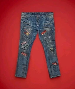 Rockstar Sushi Original Jeans Moto Biker Punk Patches Reißverschlüsse Thrashed 42 x 35 - Bild 1 von 24