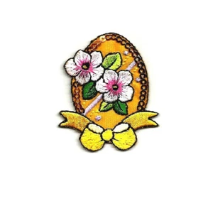 Easter - Easter Egg - Flowers - Spring - Sequin - Embroidered Iron On Patch - Picture 1 of 2