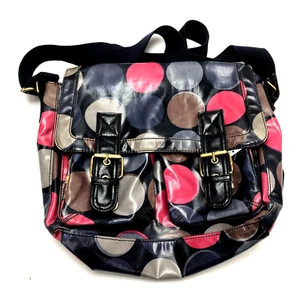 Boden Pop Spot Umhängetasche Wachstuch Messenger Wickeltasche Saddle Polka Dot dunkelblau - Bild 1 von 7