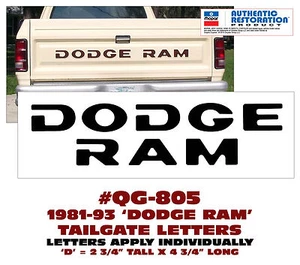 QG-805 1981 1982 1984 1985 1988 1989 1990 1992 1993 - DODGE RAM TAILGATE DECAL - Bild 1 von 1
