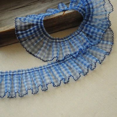 5M Check Ruffles Pleated Mesh Edging DIY Lace Trimming Frill Fabric Sewing Craft - Image 1 of 4