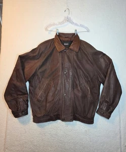 Giacca Bomber Vintage Wilsons Adventure Bound Pelle Marrone XLT Foderata Thinsulate - Foto 1 di 24