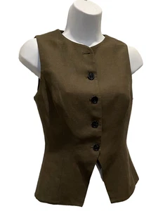 WILFRED ARITZIA LADIES BROWN VEST SIZE 0 EX COND BUTTON UP SLVLESS ORIGINAL $118 - Picture 1 of 7