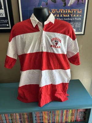 Vintage 1997 Chicago Bulls NBA Striped Polo Shirt Large - *Read Description* - Image 1 of 4