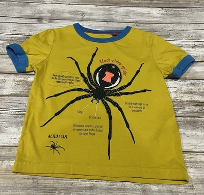 Mini Boden Niños 2-3Y 2T 3T Amarillo Negro Viuda Araña Halloween Timbre Camisa Foto 1 de 4