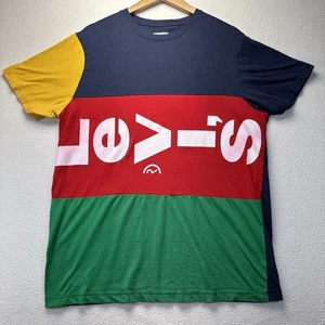 Levis Tshirt Mens Large Colorblock Short Sleeve Bright Red Green Blue - Picture 1 of 6