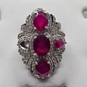 Carol Brody Rarities Genuine Ruby Ring Natural Ruby Sterling Statement Sz8 READ - Picture 1 of 8