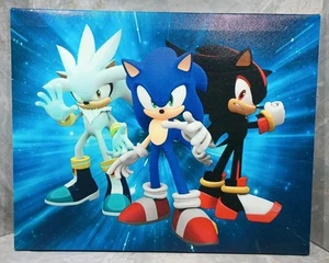 Sonic The Hedgehog Sobre Lienzo 15.5"X19.5" Sombra Plata Sala de Juegos Dormitorio Decoración - Imagen 1 de 19