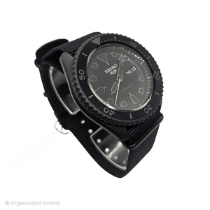 Reloj automático para hombre Seiko 5 SRPD79K1 Stealth negro correa de nailon negro - NUEVO - Imagen 1 de 9