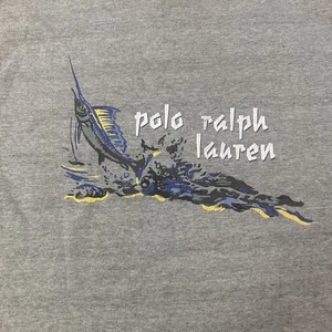 Polo Ralph Lauren Vintage Grafica Tshirt - Taglia Large Uomo Marlin Pesca Grafica - Foto 1 di 7