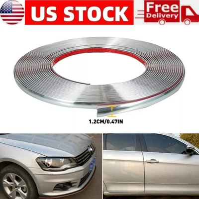 Pegatina protectora de labios borde exterior lado coche moldura cromada 16 pies de ancho 1/2" Foto 1 de 4
