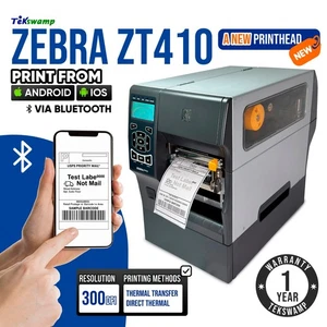 NEW PRINTHEAD Zebra ZT410 Label Printer for ANDROID iOS BLUETOOTH 1YR WARRANTY - Picture 1 of 9