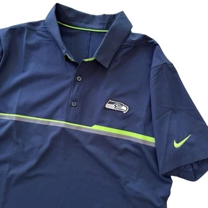 Polo Seahawks Medium Nike NFL On Field Apparel blu manica corta Dri-Fit - Foto 1 di 10