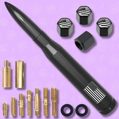 USA FLAG BULLET ANTENNA 50 CAL for CHEVROLET SILVERADO 1500 / 2500 / GMC SIERRA - Imagem 1 de 4