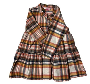 Rufflebutts Plaid Henley Tiered Dress Size 2T High Low Ruffle Tunic - Picture 1 of 5