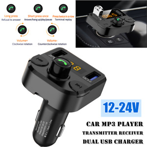 Car Bluetooth FM Transmitter MP3 Player Car Cigarette Lighter Dual USB Charger