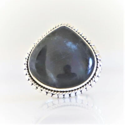 SPECTROLITE NATURAL GEMSTONE 925 STERLING SILVER HANDMADE JEWELRY RING 3 TO 12 - Image 1 of 4